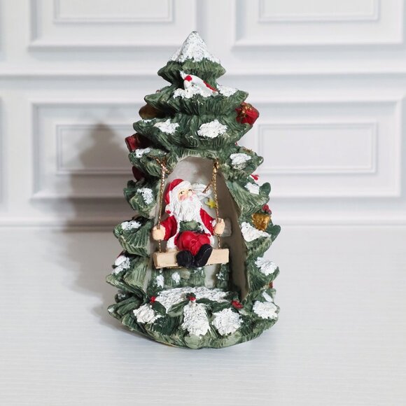Vintage Santa Claus on Swing Figurine Christmas Tree Holiday Resin Decoration - Picture 1 of 6
